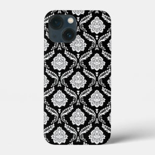 Rokoko-Damaskusmuster Weiß auf Schwarz  Case-Mate iPhone Hülle
