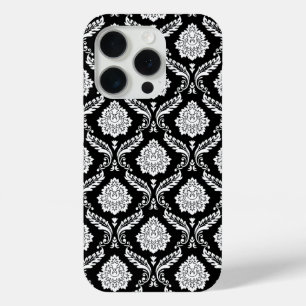 Rokoko-Damaskusmuster Weiß auf Schwarz Case-Mate iPhone Hülle