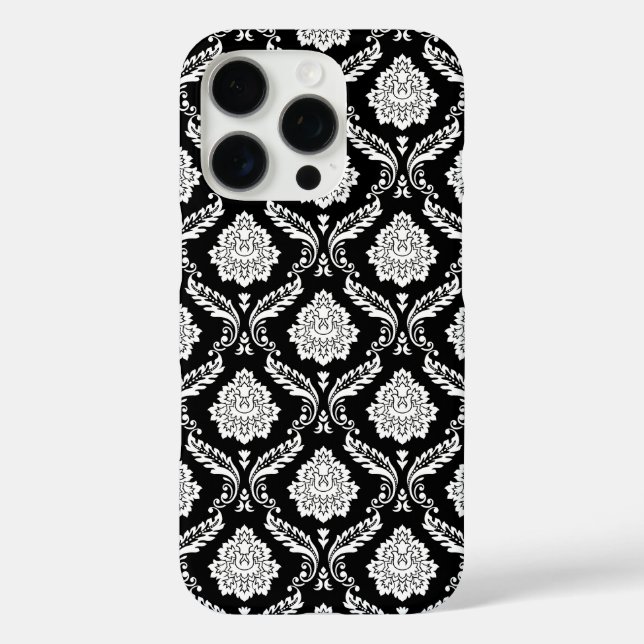 Rokoko-Damaskusmuster Weiß auf Schwarz  Case-Mate iPhone Hülle (Rückseite)