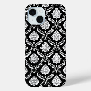 Rokoko-Damaskusmuster Weiß auf Schwarz  Case-Mate iPhone Hülle