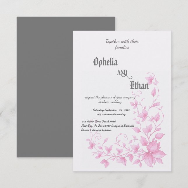 Rokoko Floral Vintage Einladung (Vorne/Hinten)