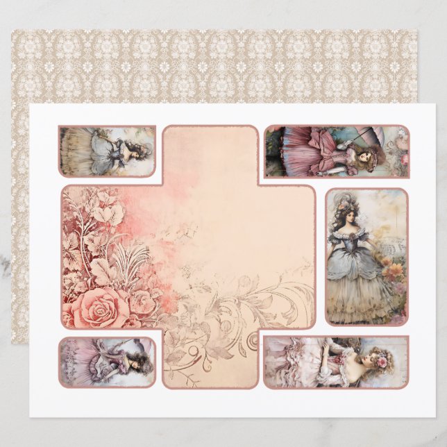 Rokoko Foldable Folio Cuttable Scrapbook Paper (Vorne/Hinten)