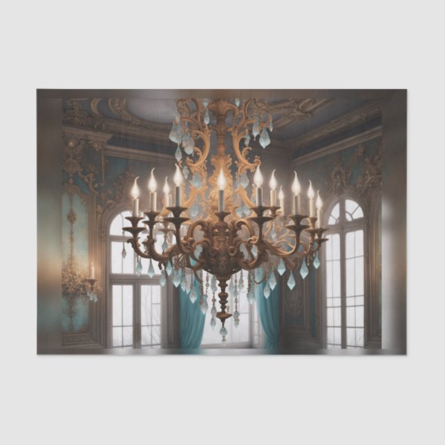 Rokoko French Chandelier Decoupage 1 Seidenpapier (Vorderseite)