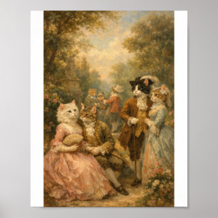 Rokoko-Gartenkatzen-Treffen-Plakat Poster