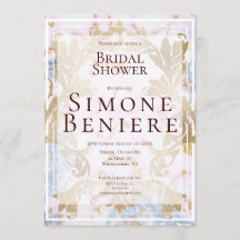 Rokoko Gold Filigree Bridal Dusche Einladung