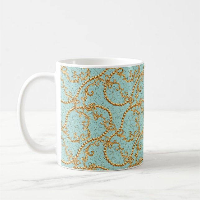 Rokoko golden Elemente nahtlos Muster. Gold-Text Kaffeetasse (Links)