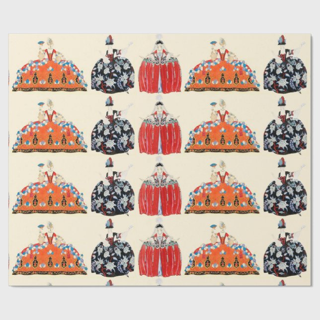 ROKOKO LADIES ART DECO FASHION COSTUME DESIGN GESCHENKPAPIER (Flach)