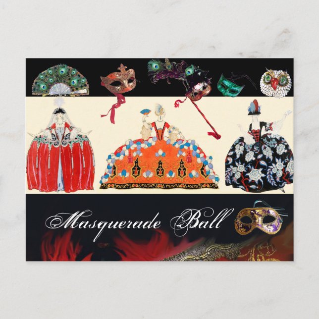 ROKOKO LADIES MARDI GRAS MASQUERADE BALL MASKS POSTKARTE (Vorderseite)