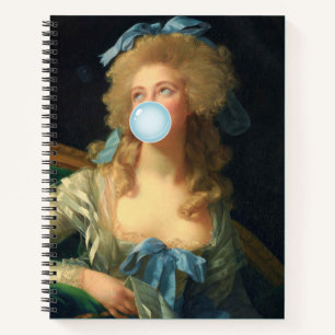 Rokoko Lady mit Blue Bubblegum Spiral Notebook Notizbuch
