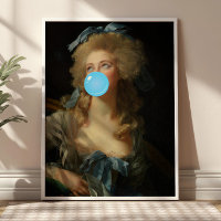 Rokoko Lady mit Bubblegum Altered Art Print