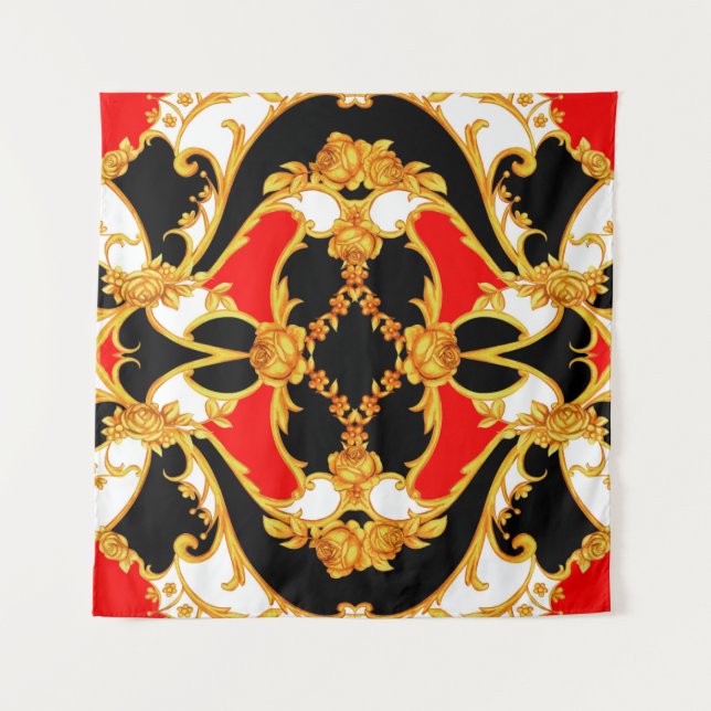 Rokoko-Panel mit Blumenelementen Wandteppich (Vorderseite)