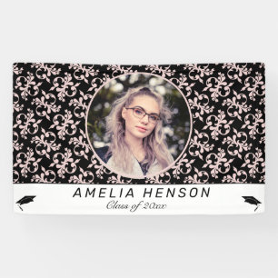 Rokoko Pink Black Foto Name Class of Abschluss Banner