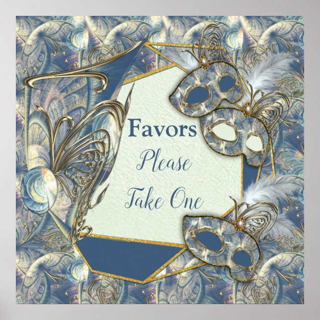 Rokoko Rich mit Gold Relief & Mask Poster (Vorne)