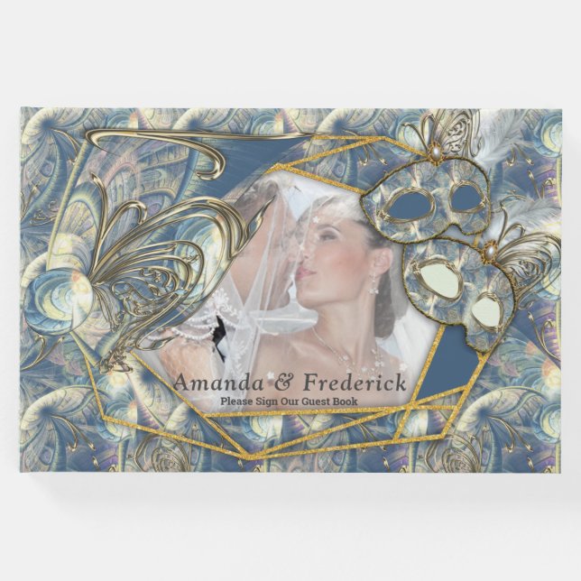 Rokoko Rich Muster-Design mit Masken Gästebuch (Vorderseite)