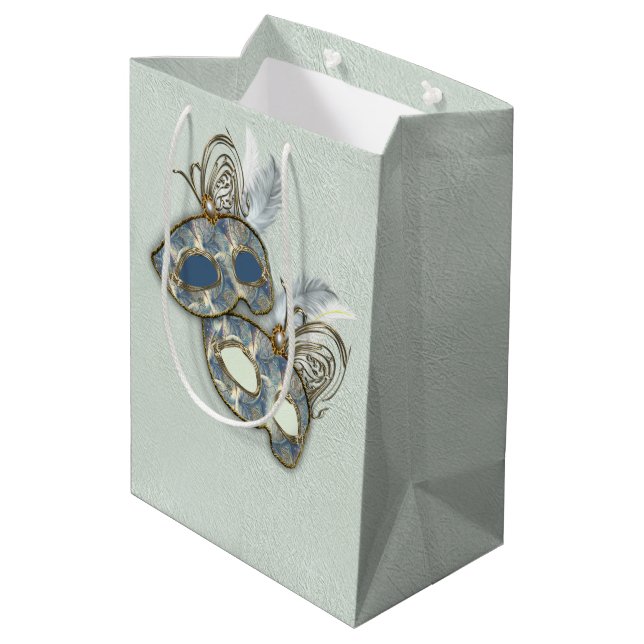 Rokoko Rich Muster-Design mit Masken Mittlere Geschenktüte (Rückseite Schrägansicht)