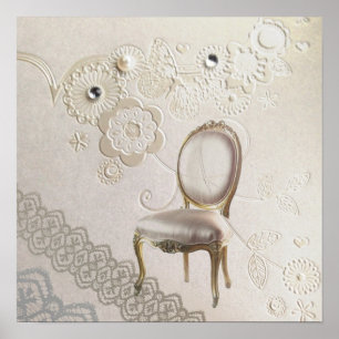 Rokoko-Sessel mit romantischem, mädchenhaftem Kron Poster