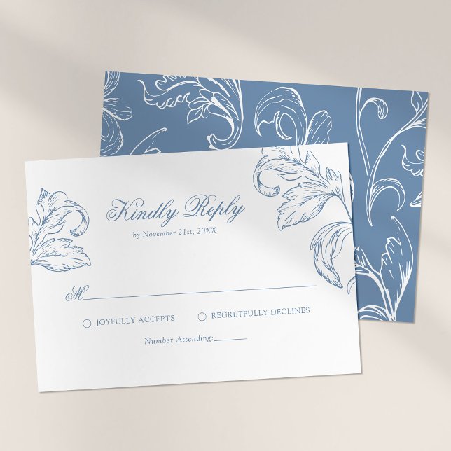 Rokoko Vintag Blue Wedding RSVP (Von Creator hochgeladen)