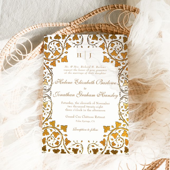Rokoko Vintag Elegant Classic feierliche Hochzeit Einladung (Formal Classy Floral Elegant Wedding Invitation)