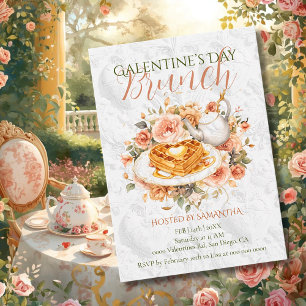 Rokoko-Waffel-Tee-Galentinens brunch Florale Elega Einladung