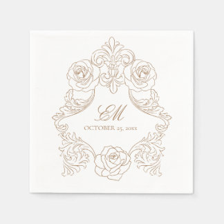 Rokoko Wappen Monogram Golden Brown Wedellogo Serviette