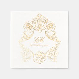 Rokoko Wappen Monogram Golden Foil Wedellogo Serviette