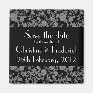 Rokoko Wedding mit Floral, Quadrat speichern Datum Magnet