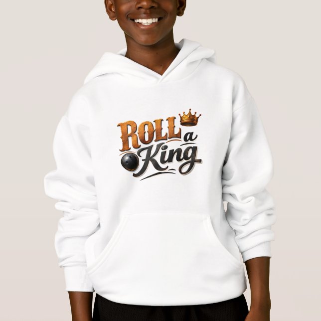 Roll einen König – Bowling Crown Kids Pullover Hoo (Vorderseite)