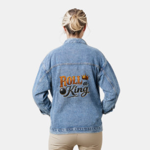Roll einen König – Bowling-Thema-Kronenkunst Fraue Jeansjacke