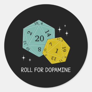 Roll For Dopamine Dnd Neurodiversität D20 Würfel A Runder Aufkleber