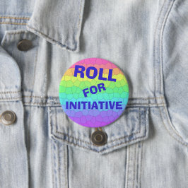 "Roll for Initiative" Rainbow Dungeons Dragons Button