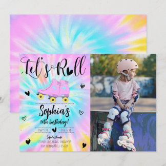 Roll Girl Gefärbte Krawatte Geburtstagsparty Foto Einladung