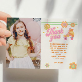 Roll Girl Roller Skaten zum Geburtstag Foto Dankeskarte