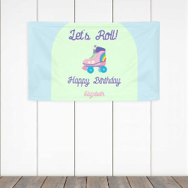 Roll Happy Birthday Retro Roller Skate Banner
