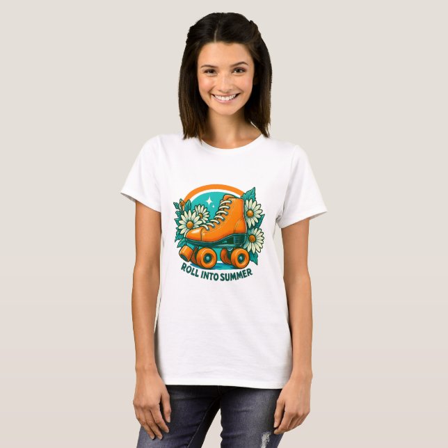 "Roll in Summer" Retro Roller Skate T - Shirt (Vorne ganz)