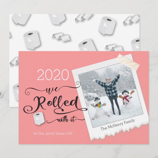 Roll mit ihm Foto Weihnachtskarte Einladung (Vorne/Hinten)