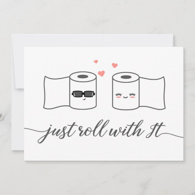 Roll mit ihm verzögert Hochzeitsankündigung Einladung (Vorderseite)