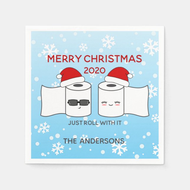 Roll mit it Toilettenpapier Funny Covid-19 2020 Serviette (Vorderseite)