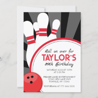 Roll on Over Bowling Party Einladung