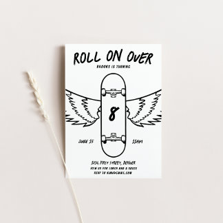 Roll on over Skateboarding Theme Party Einladung