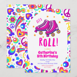 Roll Pink zum Geburtstag Einladung