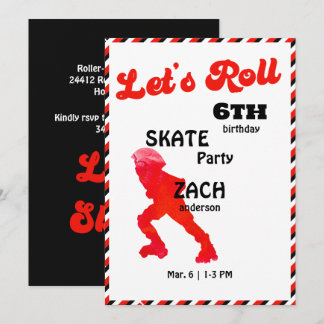 Roll Red & Black Birthday Party Einladung