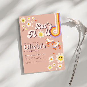 Roll Retro Groovy Roller Skate Geburtstag Einladung