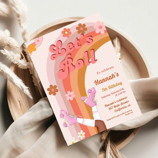 Roll Retro Groovy Roller Skate Geburtstag Teil Einladung