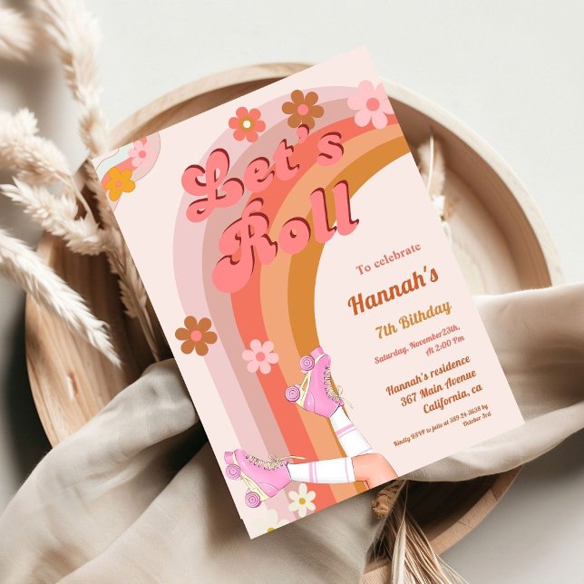 Roll Retro Groovy Roller Skate Geburtstag Teil Einladung (Von Creator hochgeladen)