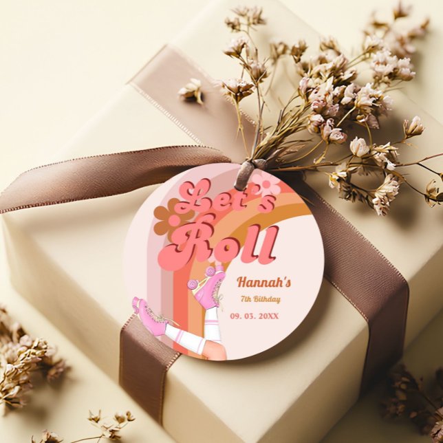 Roll Retro Groovy Roller Skate Geburtstag Teil Geschenkanhänger (Von Creator hochgeladen)