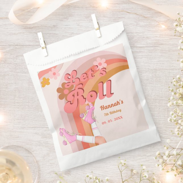 Roll Retro Groovy Roller Skate Geburtstag Teil Geschenktütchen (Ausgeschnitten)