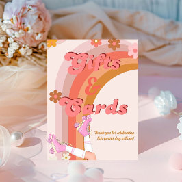 Roll Retro Groovy Roller Skate Geschenke & Zeichen Sockelschild