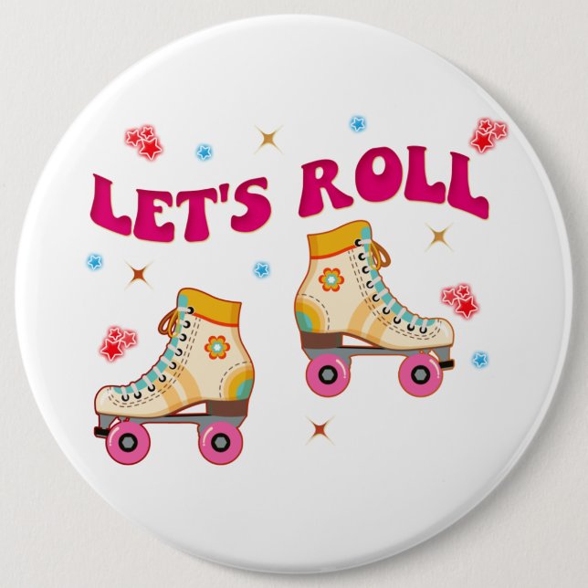 Roll Roller Skate Retro Skater Liebhaber Button (Vorderseite)