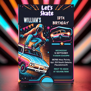 Roll Scooter Jump Zone Skateboarding 13. Geburtsta Einladung