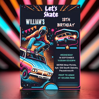 Roll Scooter Jump Zone Skateboarding 13. Geburtsta Einladung